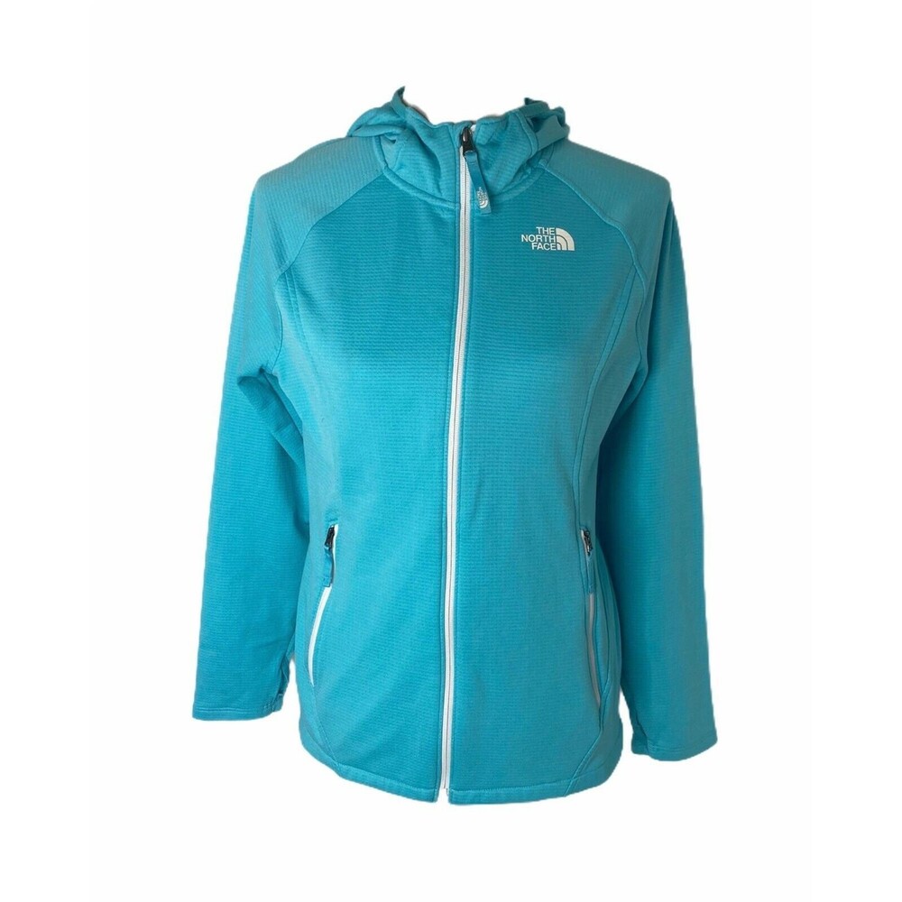 The North Face Girls Sweatshirt Jacket Blue Full Zip Fleece Lined Hooded Size XL